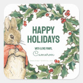 Peter Rabbit | Frohe Weihnachten von Quadratischer Aufkleber (Vorderseite)