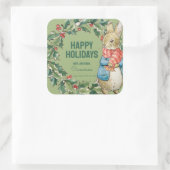 Peter Rabbit | Frohe Weihnachten von Quadratischer Aufkleber (Tasche)