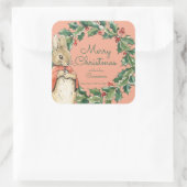 Peter Rabbit | Frohe Weihnachten von Quadratischer Aufkleber (Tasche)