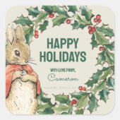 Peter Rabbit | Frohe Weihnachten von Quadratischer Aufkleber (Vorderseite)