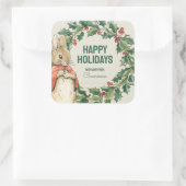 Peter Rabbit | Frohe Weihnachten von Quadratischer Aufkleber (Tasche)