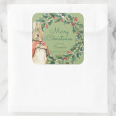 Peter Rabbit | Frohe Weihnachten von Quadratischer Aufkleber (Tasche)