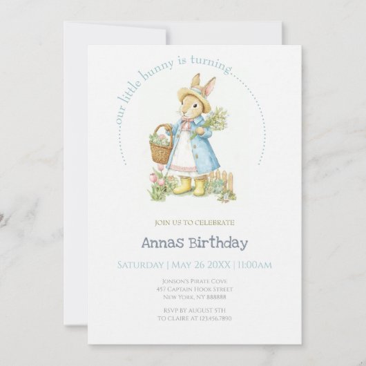 Peter Rabbit Garden Birthday Einladung (Vorderseite)