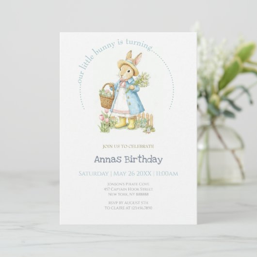 Peter Rabbit Garden Birthday Einladung (Stehend Vorderseite)