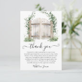 Peter Rabbit Garden Gate Greenerenery Baby Shower Dankeskarte (Stehend Vorderseite)