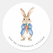 Peter Rabbit Garden Party Baby Shower Runder Aufkleber (Vorderseite)