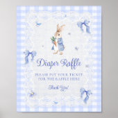 Peter Rabbit Gingham Baby Shower Diaper Raffle Poster (Vorne)