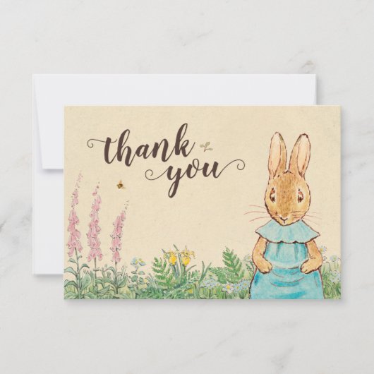Peter Rabbit | Girl Baby Dusche Vielen Dank Dankeskarte (Vorderseite)
