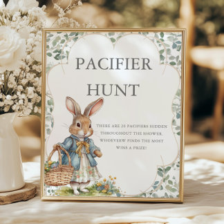 Peter Rabbit Girl Baby Shower Schnuller Hunt Poster
