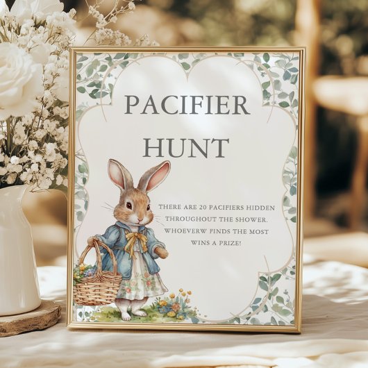 Peter Rabbit Girl Baby Shower Schnuller Hunt Poster