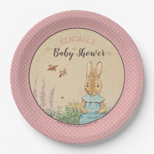 Peter Rabbit Girl Babyshower Pappteller (Vorderseite)