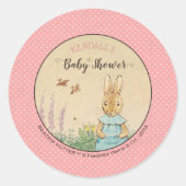 Peter Rabbit Girl Babyshower Runder Aufkleber (Vorderseite)