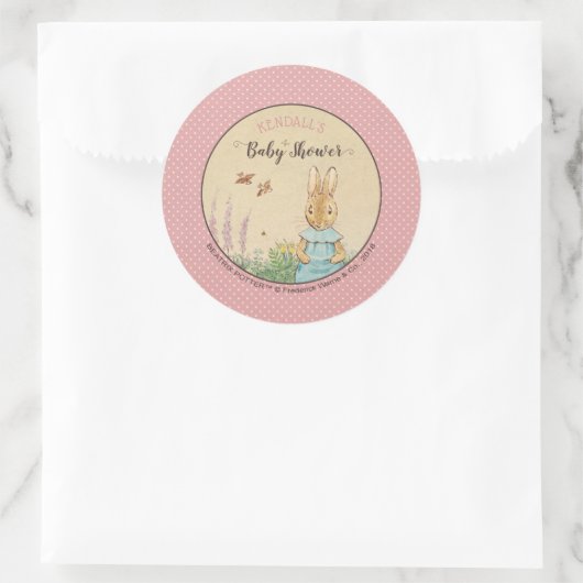 Peter Rabbit Girl Babyshower Runder Aufkleber (Tasche)
