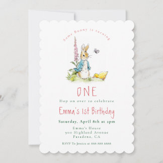 Peter Rabbit Girl Einladung zum 1. Geburtstag