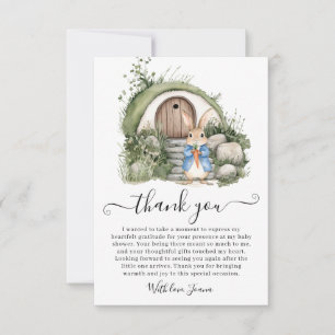 Peter Rabbit Green Burrow Holzes Gate Baby Dusche Dankeskarte