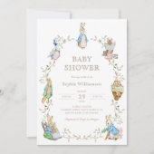 Peter Rabbit Greenery Watercolor Babydusche Einladung (Vorderseite)