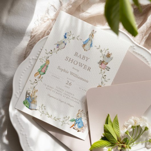 Peter Rabbit Greenery Watercolor Babydusche Einladung