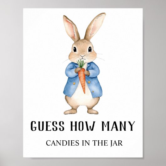 Peter Rabbit “Guess How Many” Baby Shower Game Poster (Vorne)