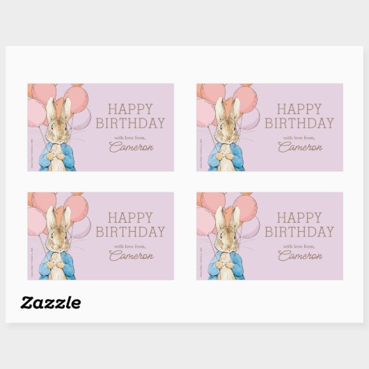 Peter Rabbit | Happy Birthday von Rechteckiger Aufkleber (Blatt)