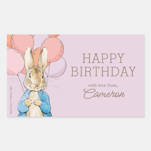 Peter Rabbit | Happy Birthday von Rechteckiger Aufkleber (Vorderseite)