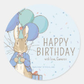 Peter Rabbit | Happy Birthday von Runder Aufkleber (Vorderseite)