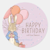 Peter Rabbit | Happy Birthday von Runder Aufkleber (Vorderseite)