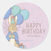 Peter Rabbit | Happy Birthday von Runder Aufkleber (Vorderseite)