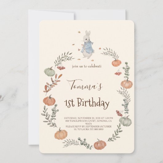 Peter Rabbit Herbst Einladung (Vorderseite)