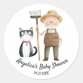 Peter Rabbit Herr McGregor und Cat Baby Shower Runder Aufkleber (Vorderseite)