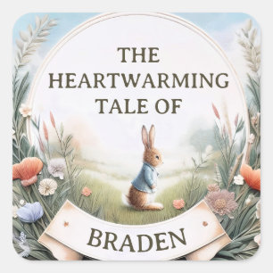Peter Rabbit im Garten Quadratischer Aufkleber