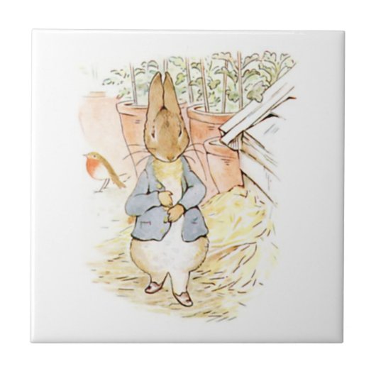 Peter Rabbit im Garten (von Beatrix Potter) Fliese (Vorderseite)