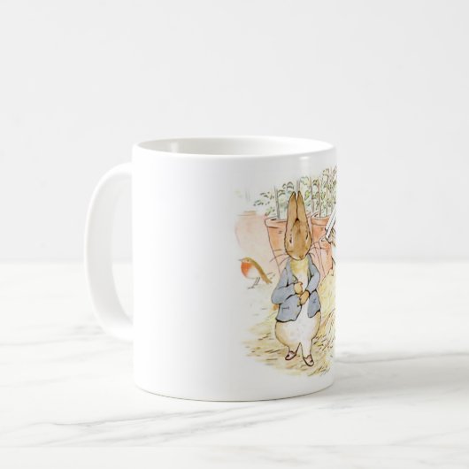Peter Rabbit im Garten (von Beatrix Potter) Kaffeetasse (Vorderseite Links)