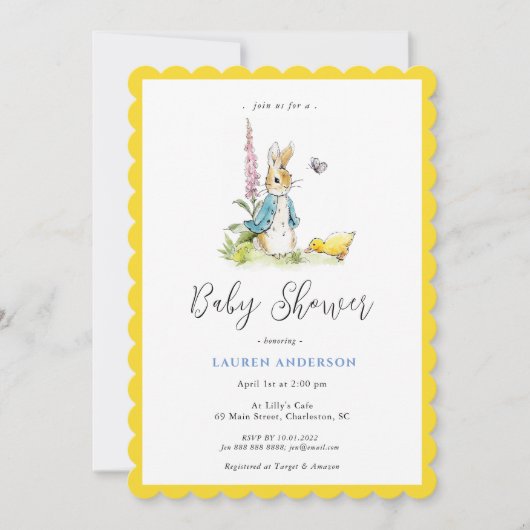 Peter Rabbit in der Garden Baby Dusche Einladung (Vorderseite)