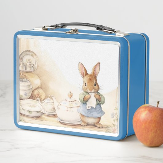 Peter Rabbit in der Küche mit Geschirr Metall Brotdose (Beispiel)