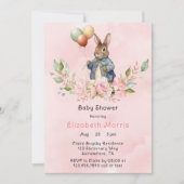 Peter Rabbit Laurel Wreath Girl Baby Shower Einladung (Vorderseite)