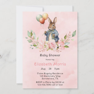 Peter Rabbit Laurel Wreath Girl Baby Shower Einladung