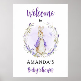 Peter Rabbit Lila Baby Dusche Willkommen Poster