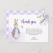 Peter Rabbit Lila Baby Shower Dankeskarte (Vorne/Hinten)