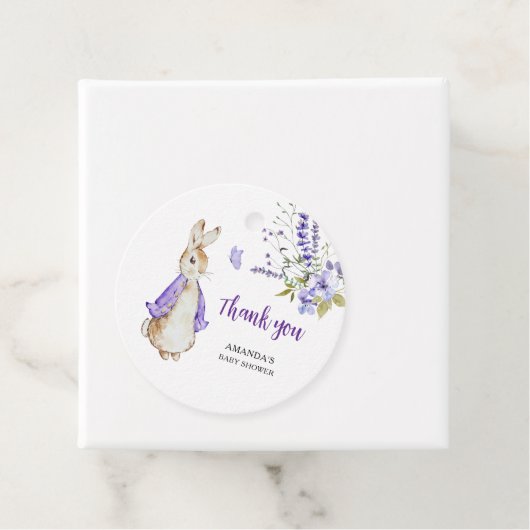 Peter Rabbit Lila Baby Shower Geschenkanhänger (Beispiel)