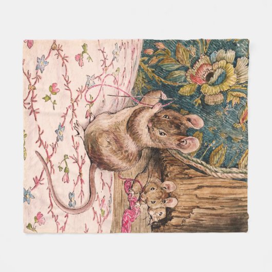 Peter Rabbit (Mäuse, die die Nadel einfädeln) Fleecedecke (Vorderseite (Horizontal))