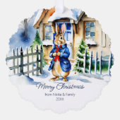 Peter rabbit Merry Christmas Foto Ornament Karte (Vorderseite)
