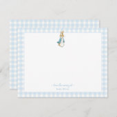 Peter Rabbit mit dem blauen Gingham Border Baby Ju Dankeskarte (Vorne/Hinten)