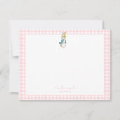 Peter Rabbit mit rosa Gingham Border Baby Girl Dankeskarte (Vorderseite)