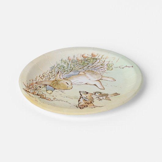 Peter Rabbit mit Vogelpapier-Tellern Pappteller (Schrägansicht)