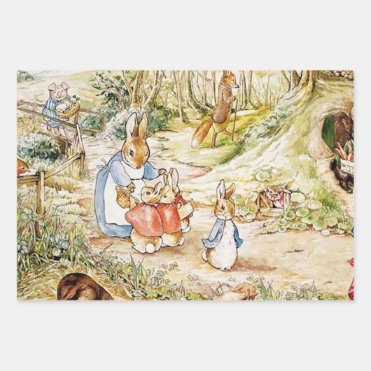 Peter Rabbit Nachbarschaft von Beatrix Potter Geschenkpapier Set (Vorderseite 3)
