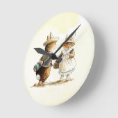 Peter Rabbit (Paar) Runde Wanduhr (Winkel)