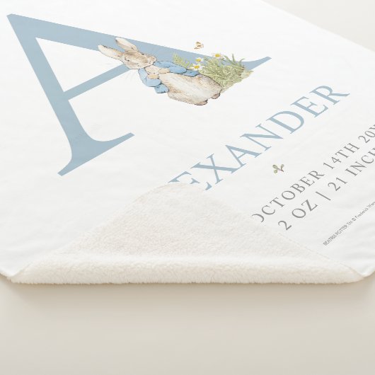 Peter Rabbit | Personalisierter Buchstabe A Sherpadecke (3/4)