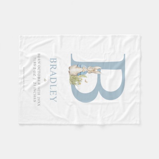 Peter Rabbit | Personalisierter Buchstabe B Fleecedecke (Vorderseite (Horizontal))