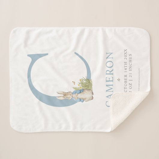 Peter Rabbit | Personalisierter Buchstabe C Sherpadecke (Vorderseite (Horizontal))