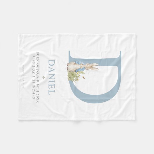 Peter Rabbit | Personalisierter Buchstabe D Fleecedecke (Vorderseite (Horizontal))